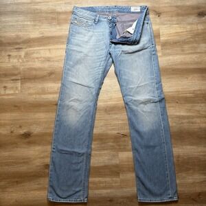 Diesel Viker Jeans Men 33x34 Blue Straight Leg Patina Wash Made in Italy 0R8XV